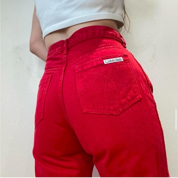 Calvin Klein Women's High Rise Red Jeans - Picture 1 of 6